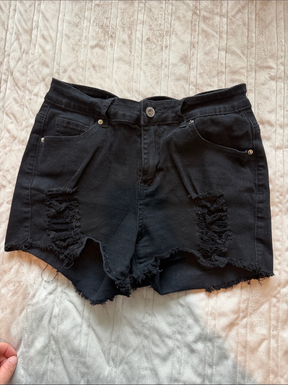 Black Distressed Women's Denim Shorts
